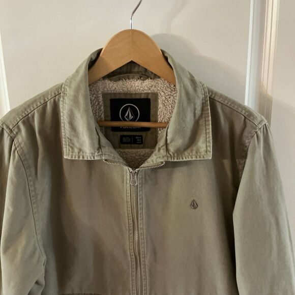 Volcom Tan Sherpa Lined Jacket Men’s‎ Size M Fleece Trucker Style “True To This" - Picture 4 of 13